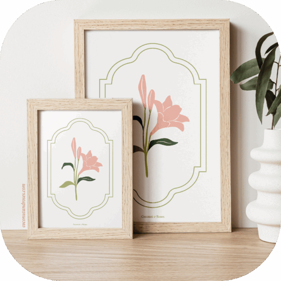 Affiche fleurie Lily Coconut and Roses Sonita Dhuez