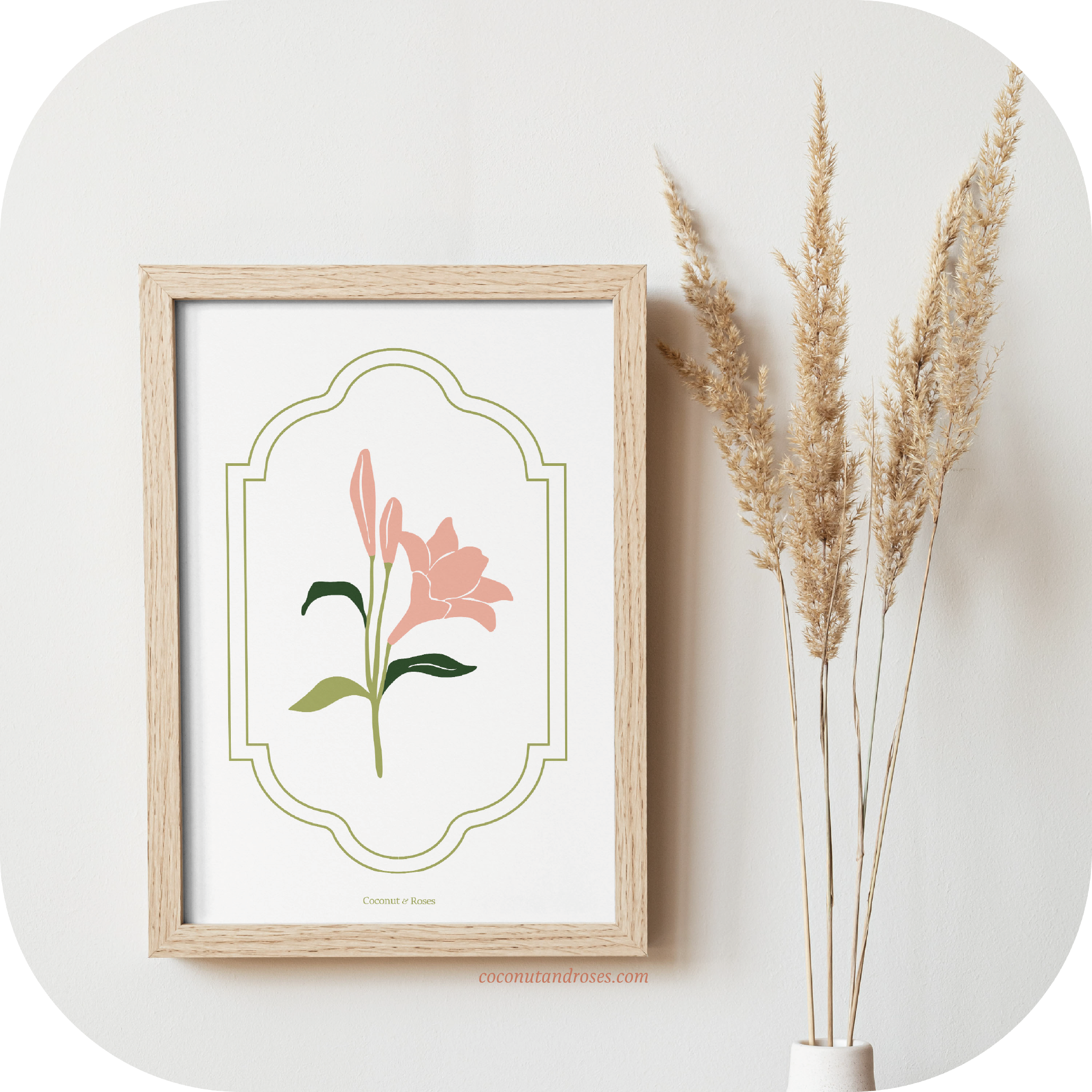 Affiche fleurie Lily Coconut and Roses Sonita Dhuez