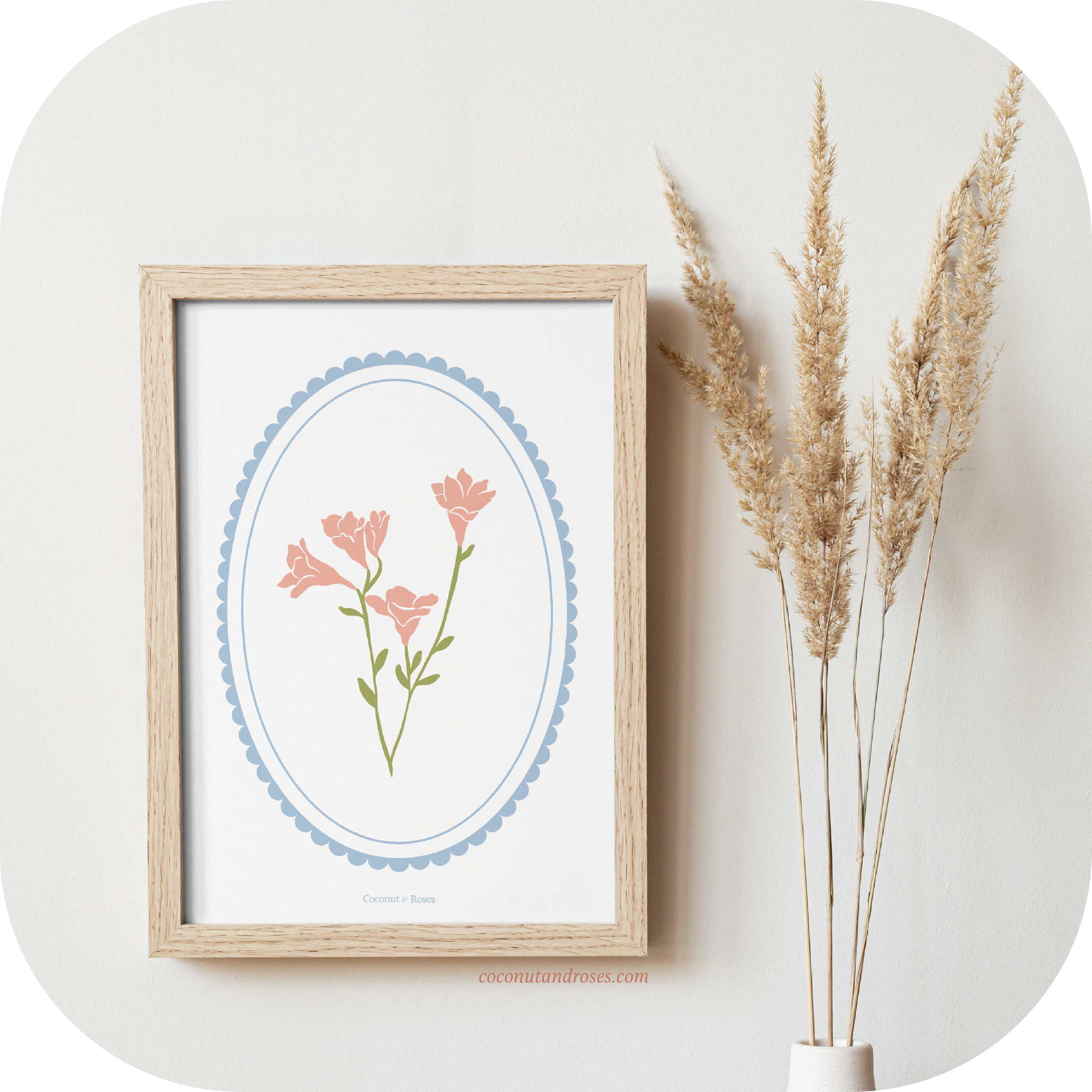 Affiche fleurie Magnolia Coconut and Roses Sonita Dhuez